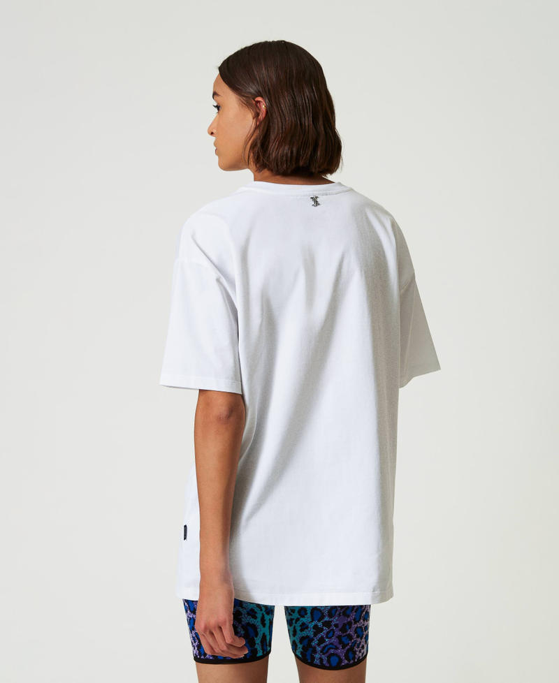 Scee by twin set T-shirt over MYFO con stampa e ricamo Moda