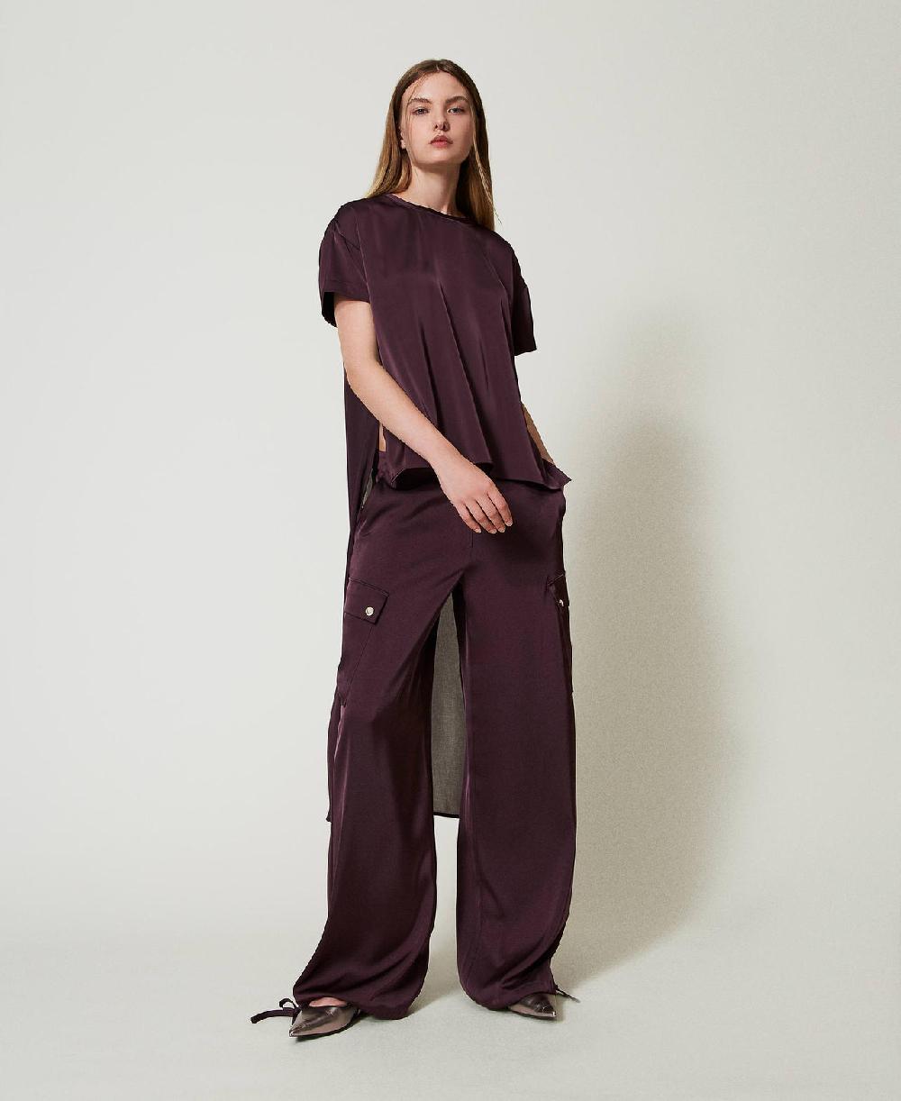 Scee by twin set Blusa asimmetrica in raso e georgette Spedizione gratuita