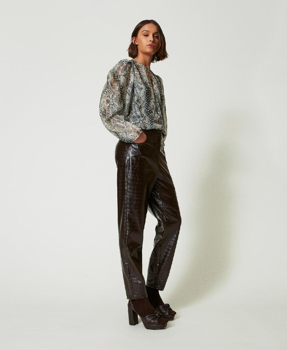 Scee by twin set Pantaloni barrel fit con stampa animalier Sconto di tempo limitato