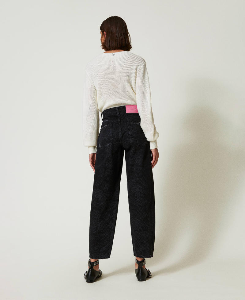 Scee by twin set Jeans barrel fit con stampa snake Comprare a buon mercato