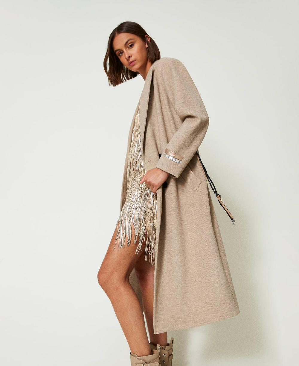 Scee by twin set Cappotto MYFO in panno diagonale Grande vendita
