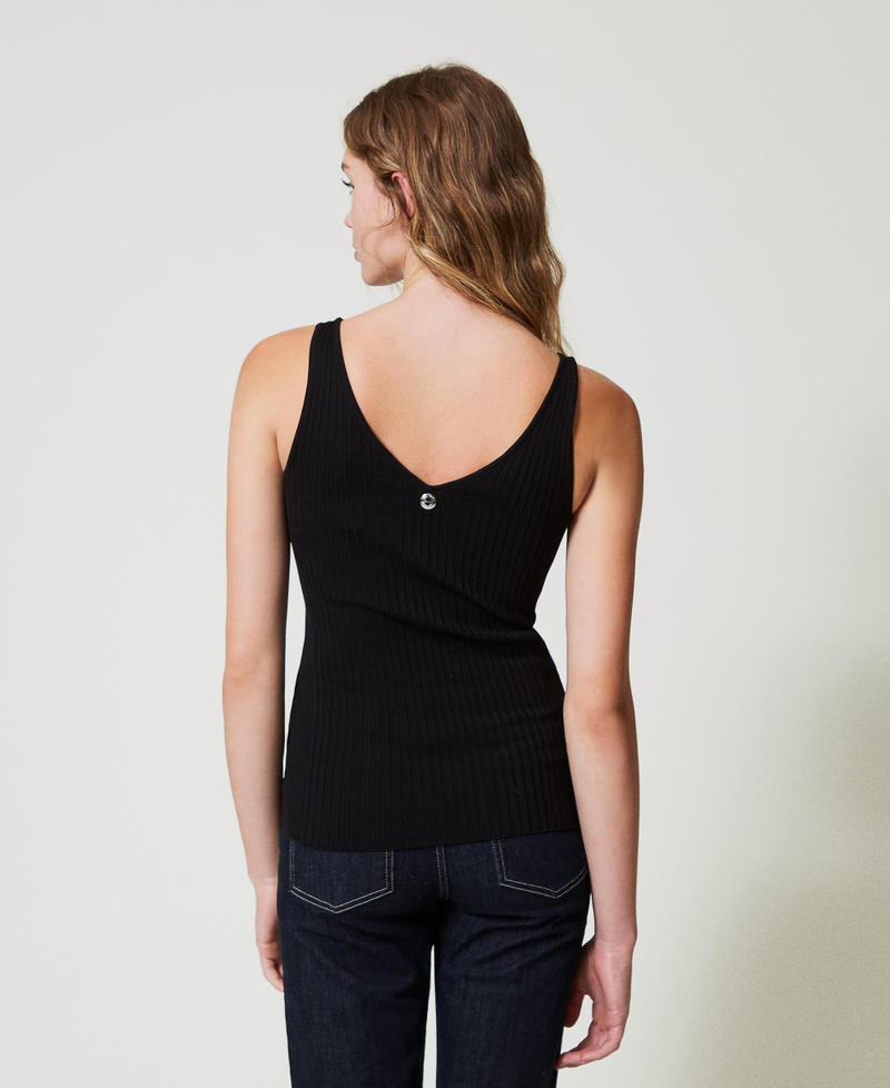 Scee by twin set Top in maglia a costine con perline Flash Sale