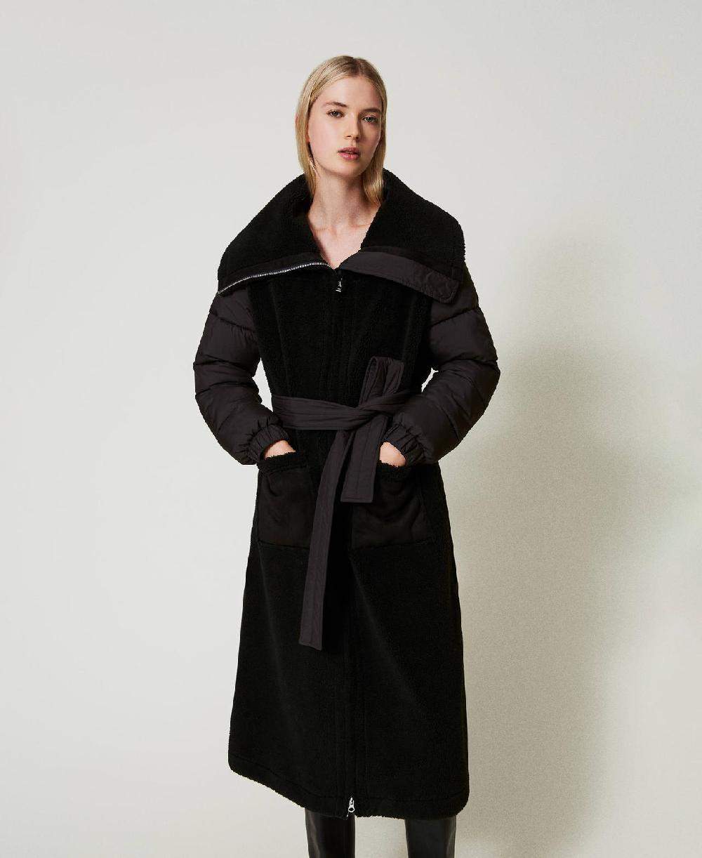 Scee by twin set Cappotto imbottito in faux fur Vendite stagionali