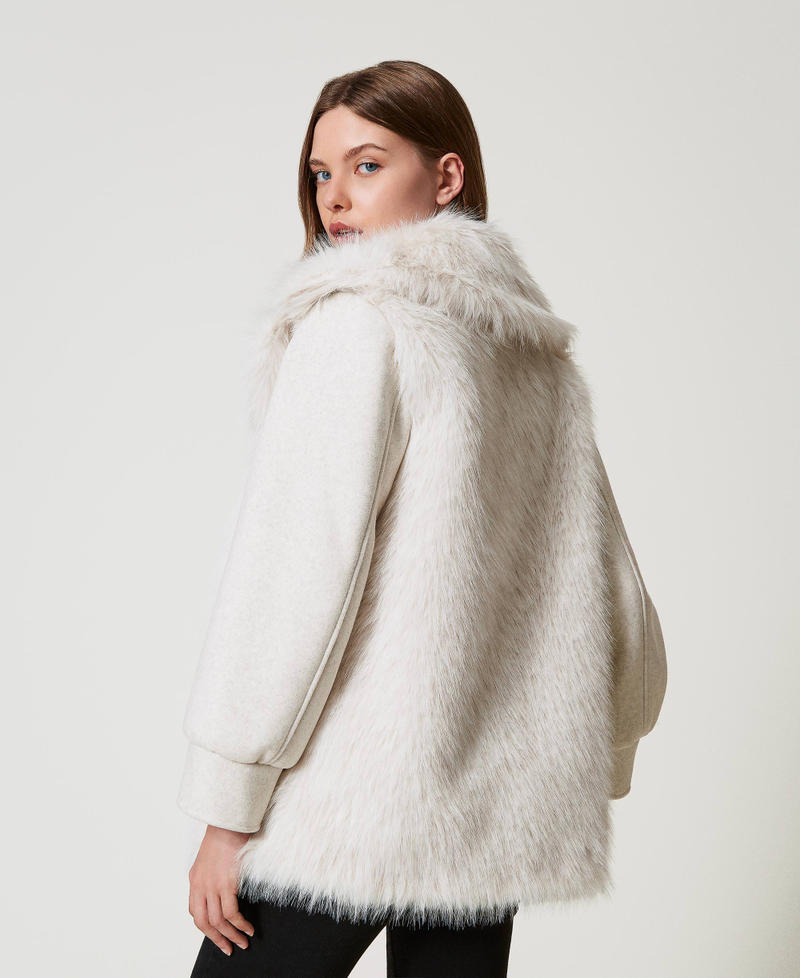 Scee by twin set Cappotto in panno e faux fur Offerta Pasqua