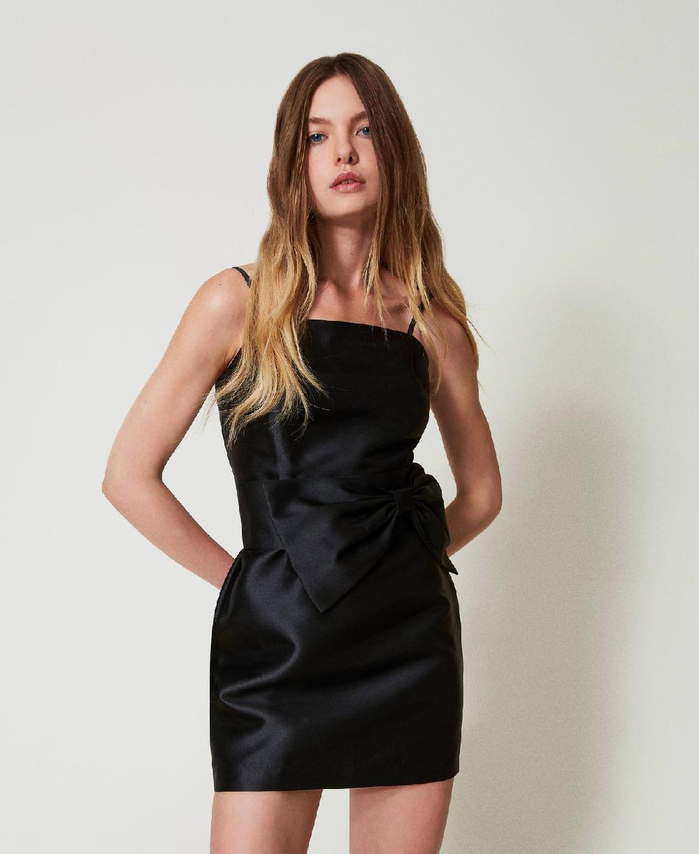 Scee by twin set Abito corto in twill mikado con fiocco Offerta Anniversario