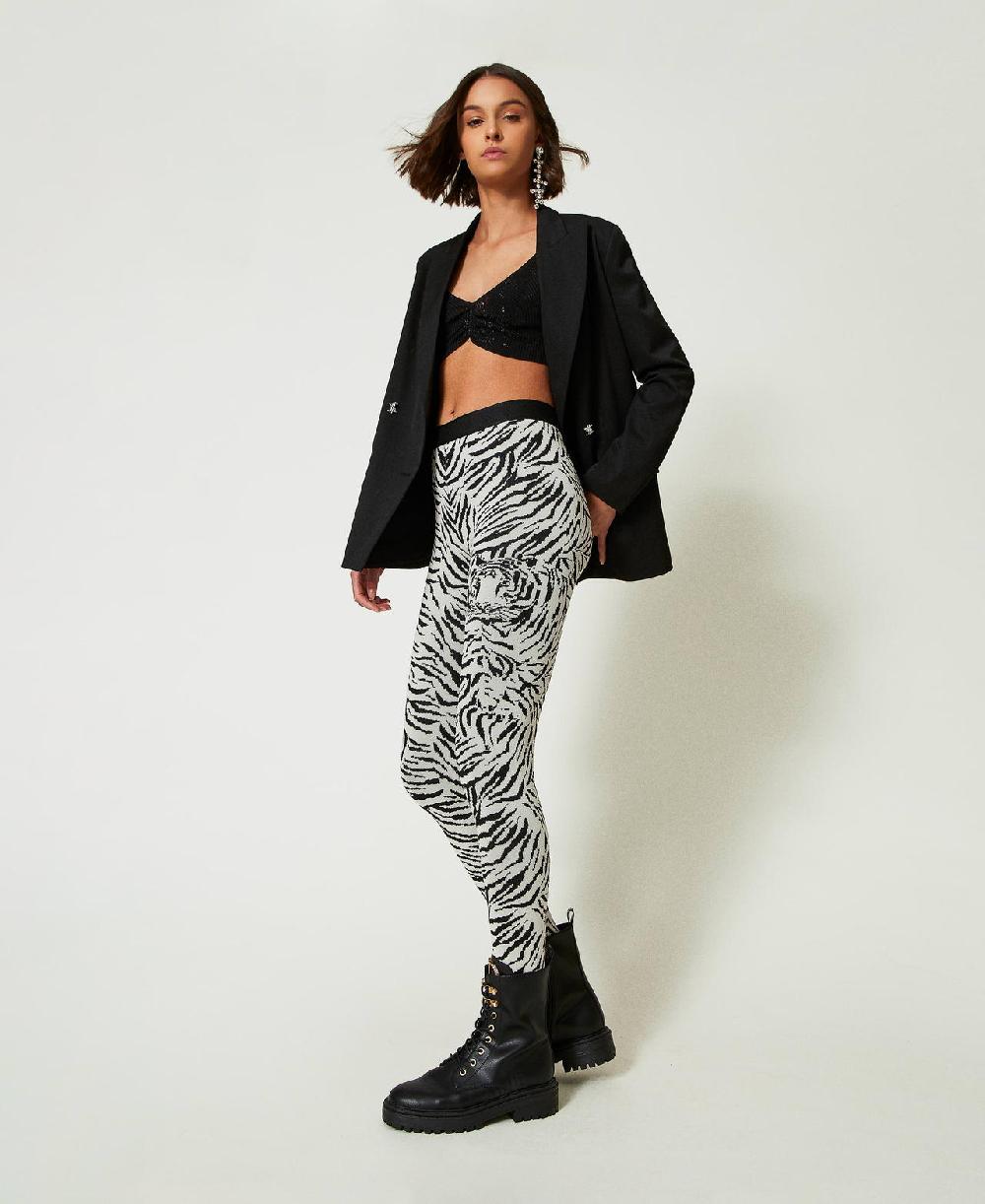 Scee by twin set Leggings MYFO in maglia jacquard Smaltimento dello stoccaggio