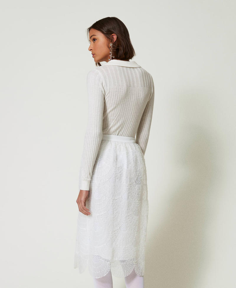 Scee by twin set Gonna longuette in organza con ricami Online Outlet