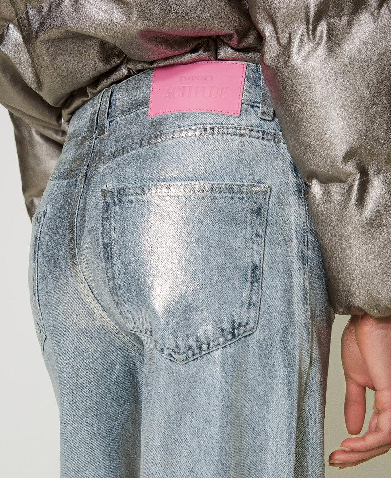 Scee by twin set Jeans wide leg con spalmatura argento Lightning offer