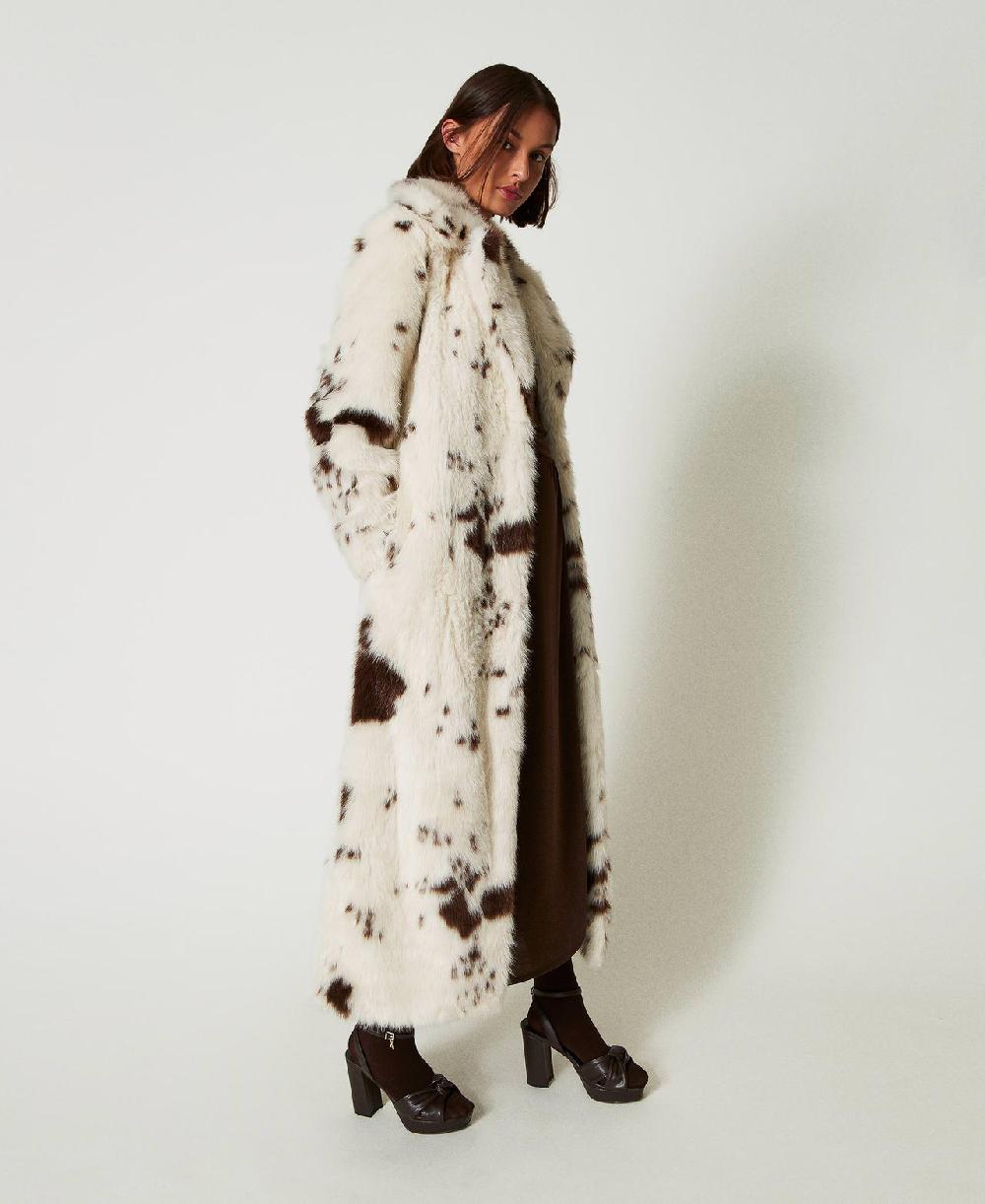 Scee by twin set Cappotto lungo in faux fur Liquidazione
