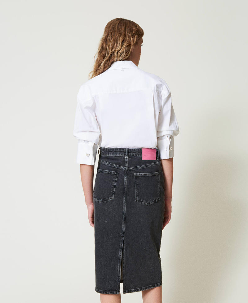 Scee by twin set Gonna longuette in jeans con strass Comprane uno, ottenene uno gratis