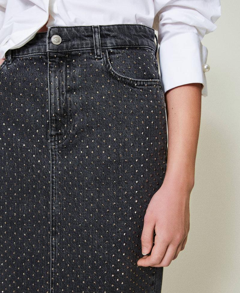 Scee by twin set Gonna longuette in jeans con strass Comprane uno, ottenene uno gratis