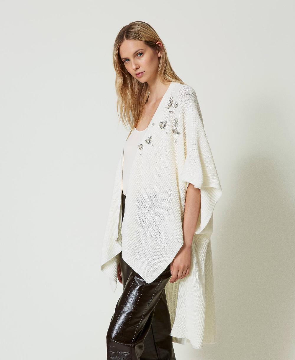 Scee by twin set Poncho in maglia con ricami Offerte giornaliere