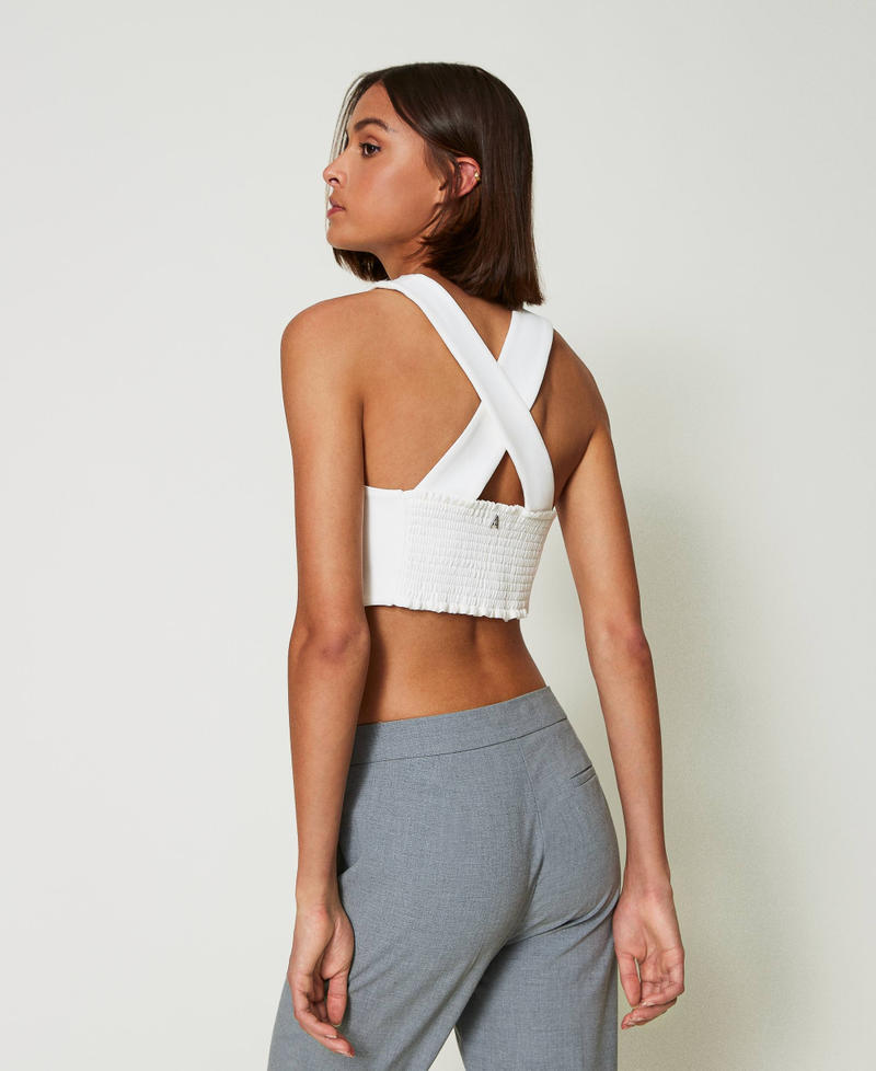 Scee by twin set Top in crêpe cady e organza ricamata Offerte speciali