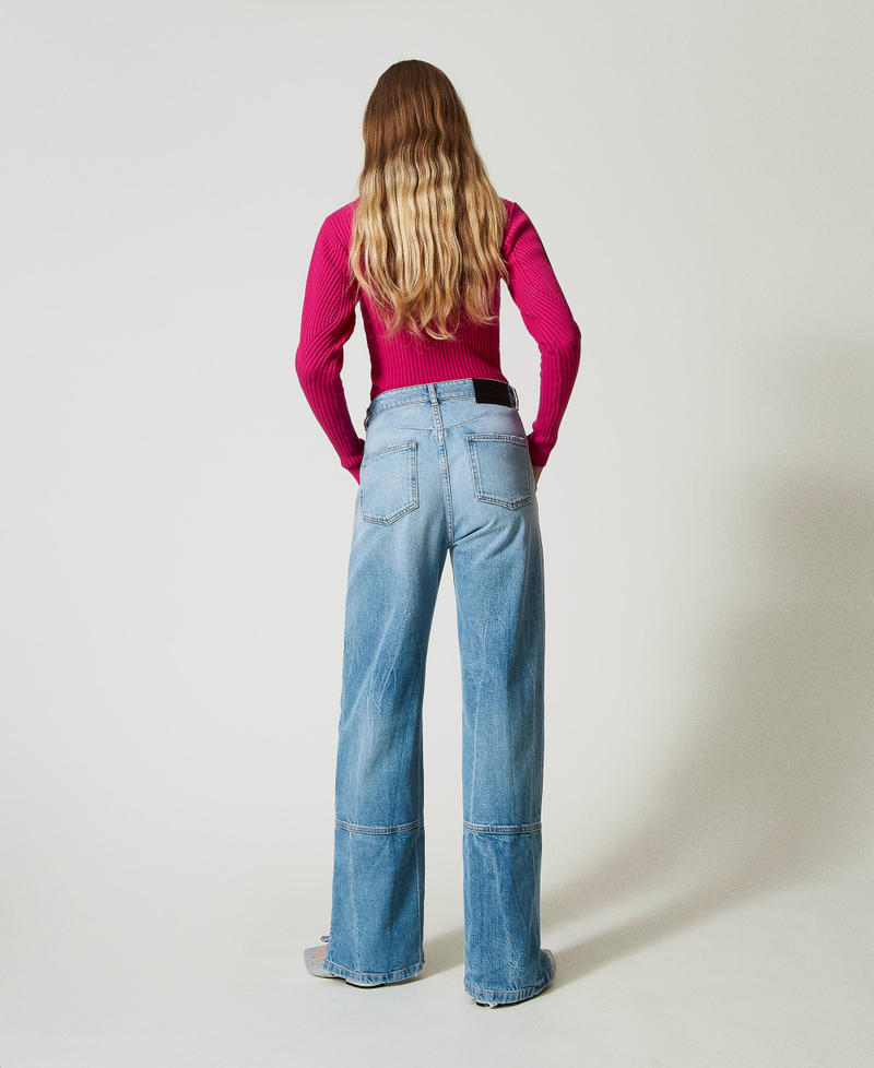 Scee by twin set Jeans wide leg con tagli Prezzo basso