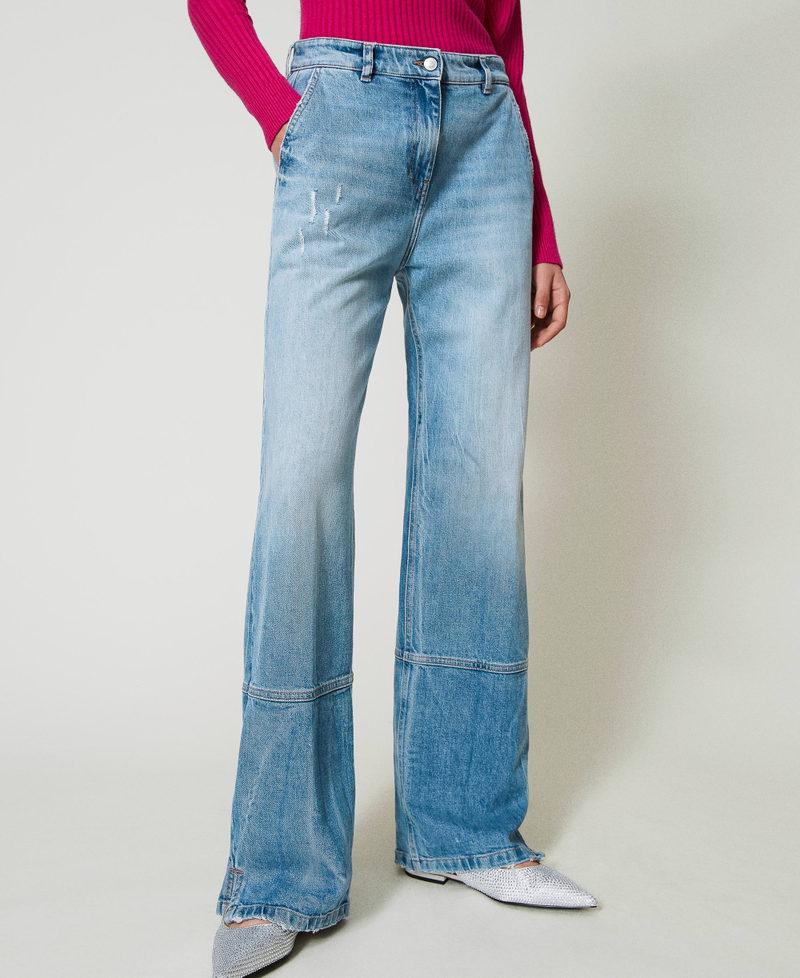 Scee by twin set Jeans wide leg con tagli Prezzo basso