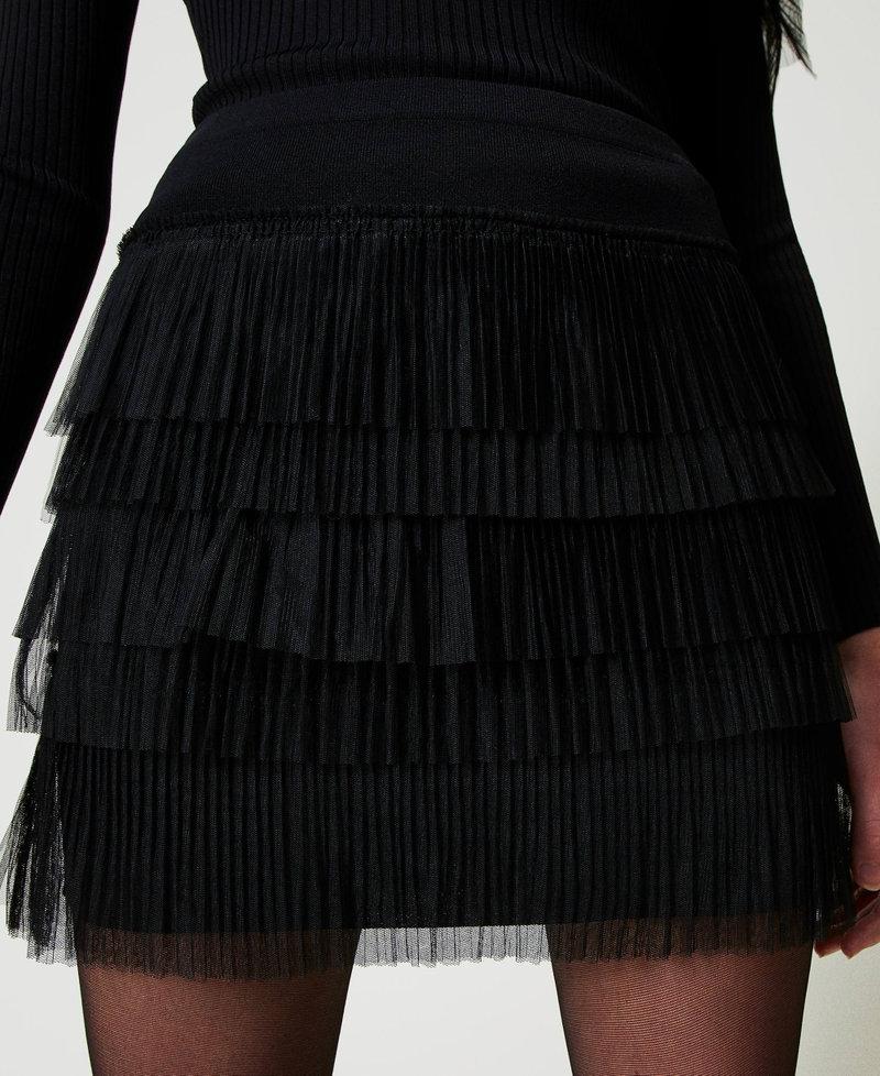 Scee by twin set Minigonna in maglia con balze in tulle Offerta settimanale