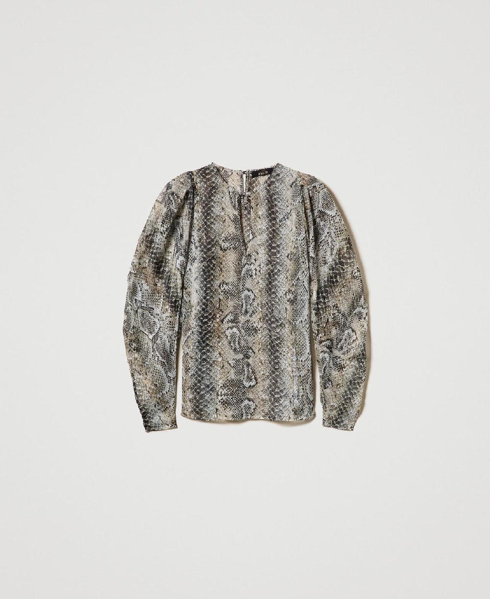 Scee by twin set Blusa in creponne con stampa snake ACQUISTA ORA