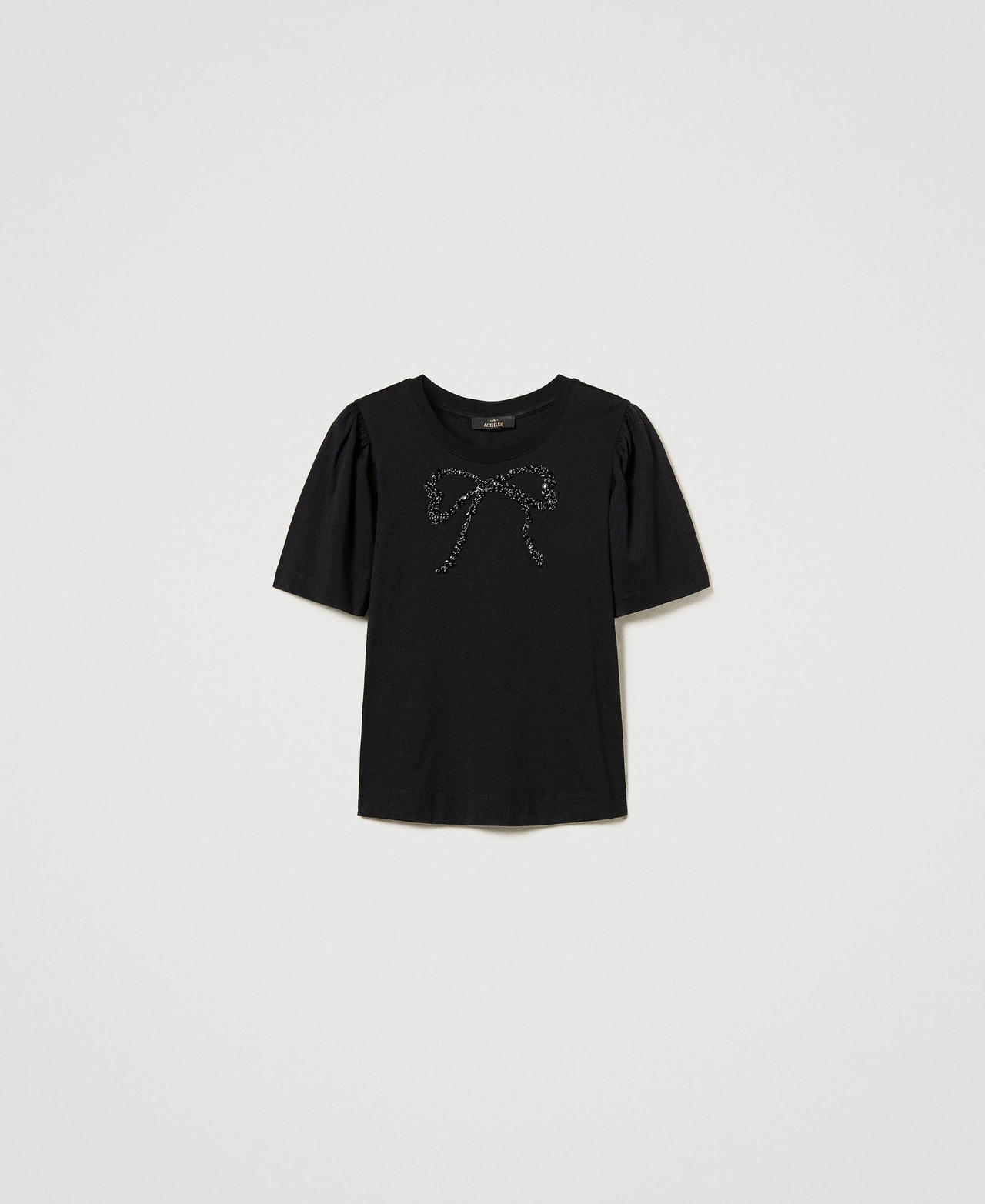Scee by twin set T-shirt con ricamo a fiocco Fino al 50% di sconto