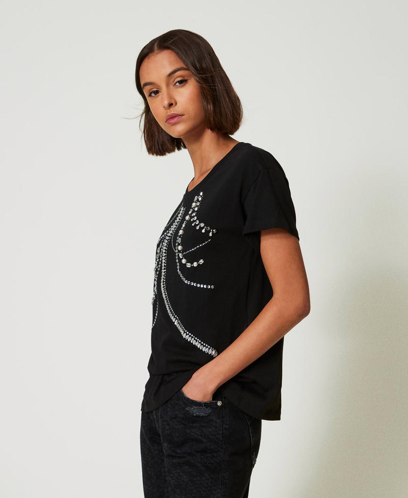 Scee by twin set T-shirt con ricami e perle Fino al 65% di sconto