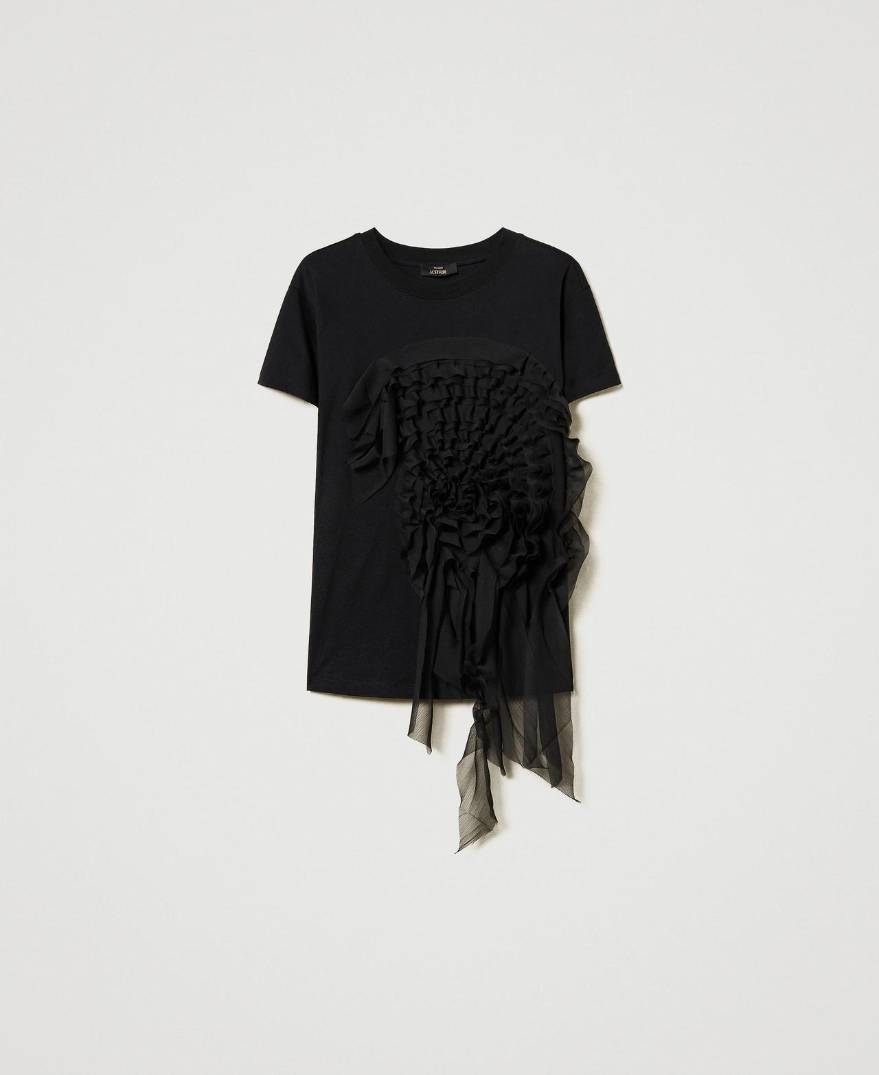 Scee by twin set T-shirt con volant in creponne Offerta speciale della fabbrica