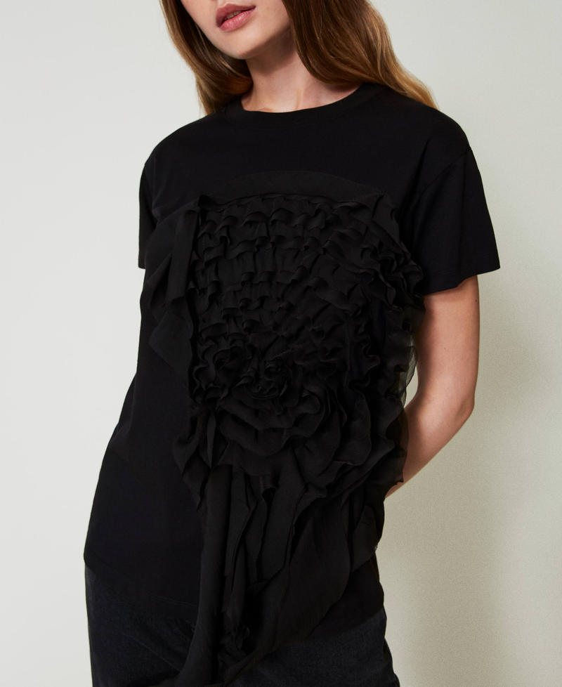 Scee by twin set T-shirt con volant in creponne Offerta speciale della fabbrica