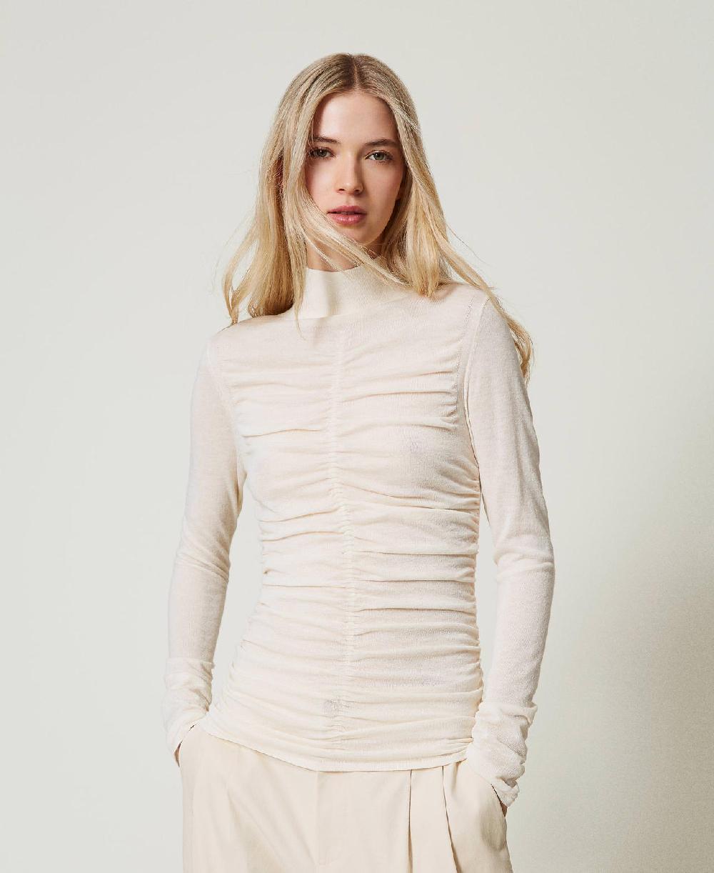 Scee by twin set Maglia lupetto con arricciatura Black Friday Prezzi