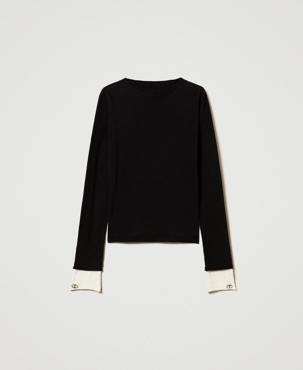 Scee by twin set Maglia con dettagli a contrasto e Oval T 50% di sconto per tempo limitato