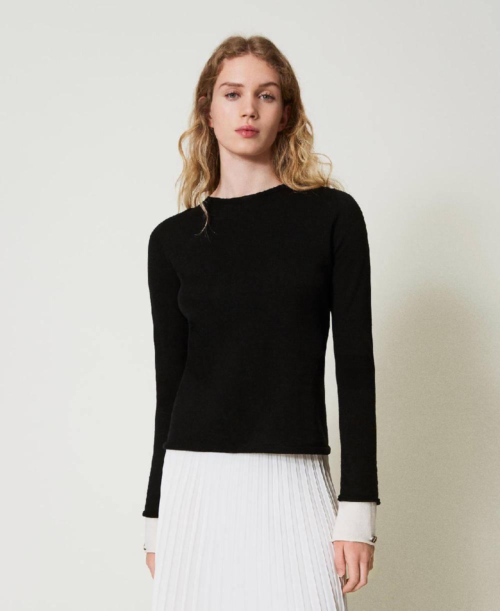 Scee by twin set Maglia con dettagli a contrasto e Oval T 50% di sconto per tempo limitato