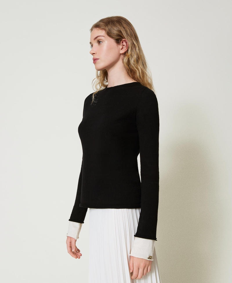 Scee by twin set Maglia con dettagli a contrasto e Oval T 50% di sconto per tempo limitato