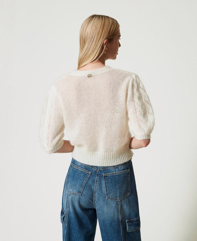 Scee by twin set Maglia in lana e mohair con pizzo Italy