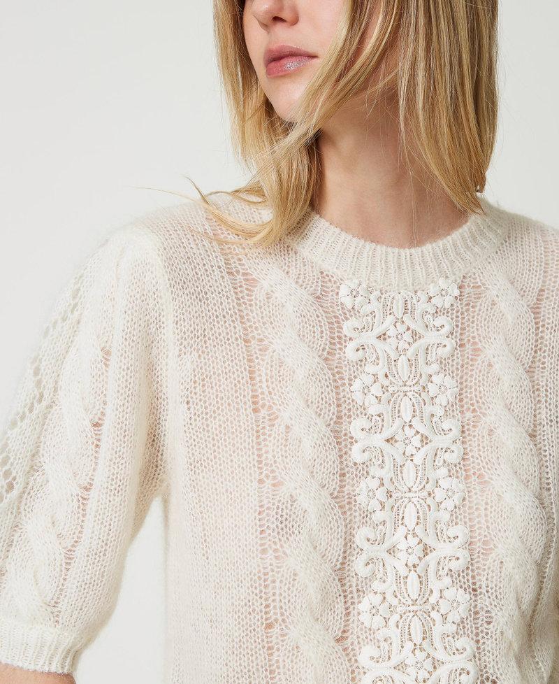 Scee by twin set Maglia in lana e mohair con pizzo Italy
