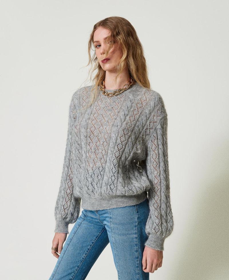 Scee by twin set Maglia in misto mohair con trecce e oblò Nuovo