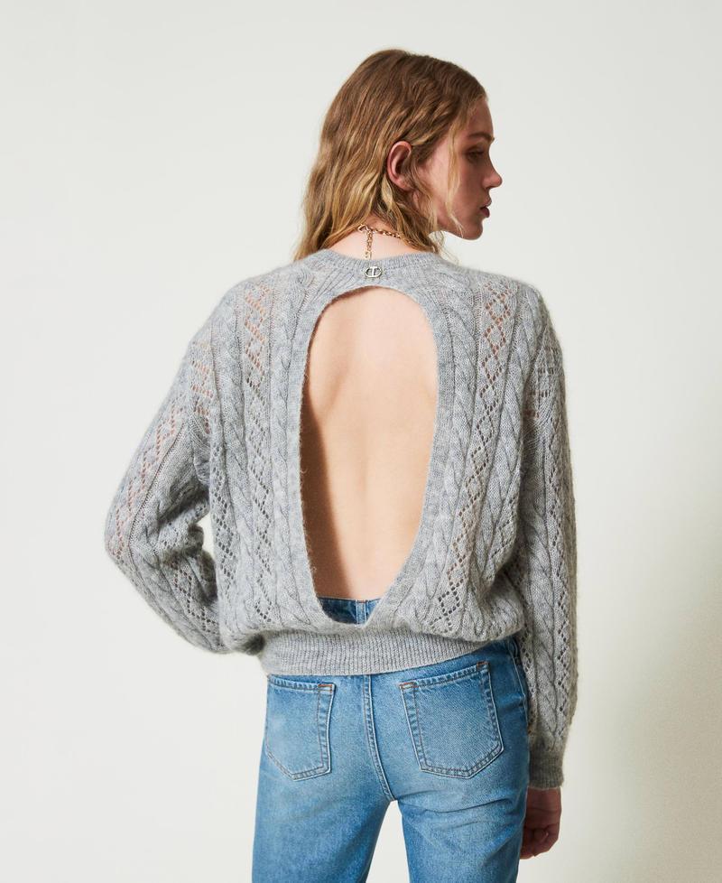 Scee by twin set Maglia in misto mohair con trecce e oblò Nuovo
