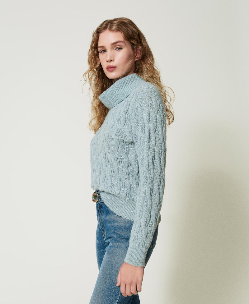 Scee by twin set Maglia con trecce e maxi collo Qualità