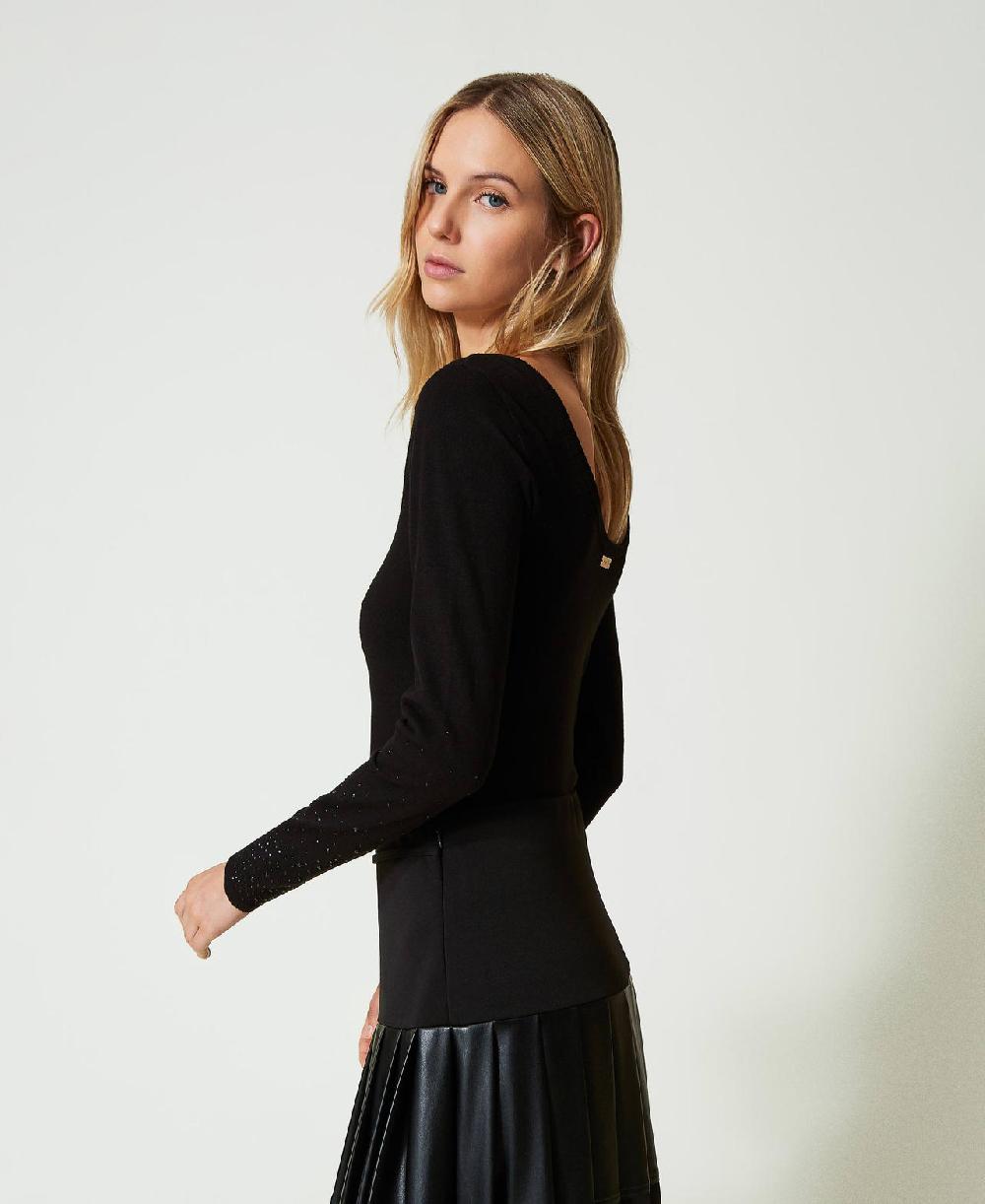 Scee by twin set Maglia con strass in dégradé Promozione