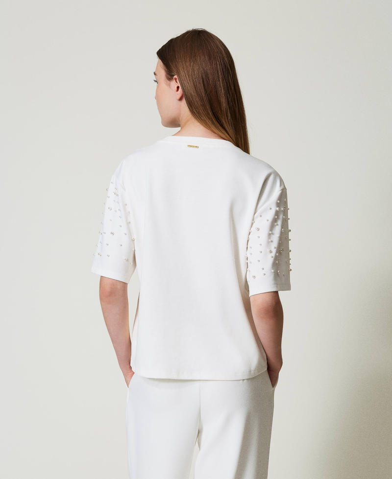 Scee by twin set T-shirt con perle Spedizione Gratuita