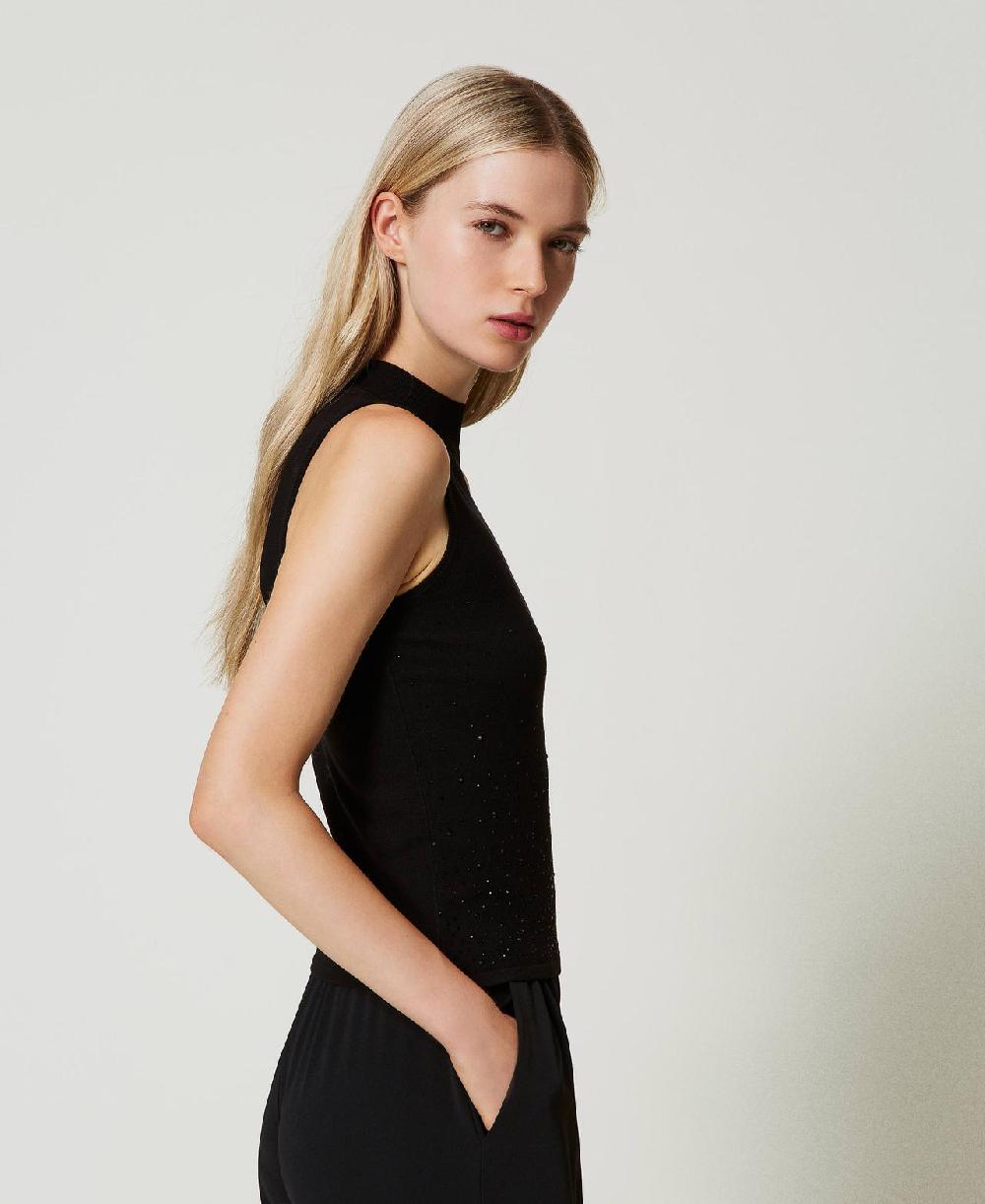 Scee by twin set Top in maglia con strass in dégradé Soddisfazione Garantita