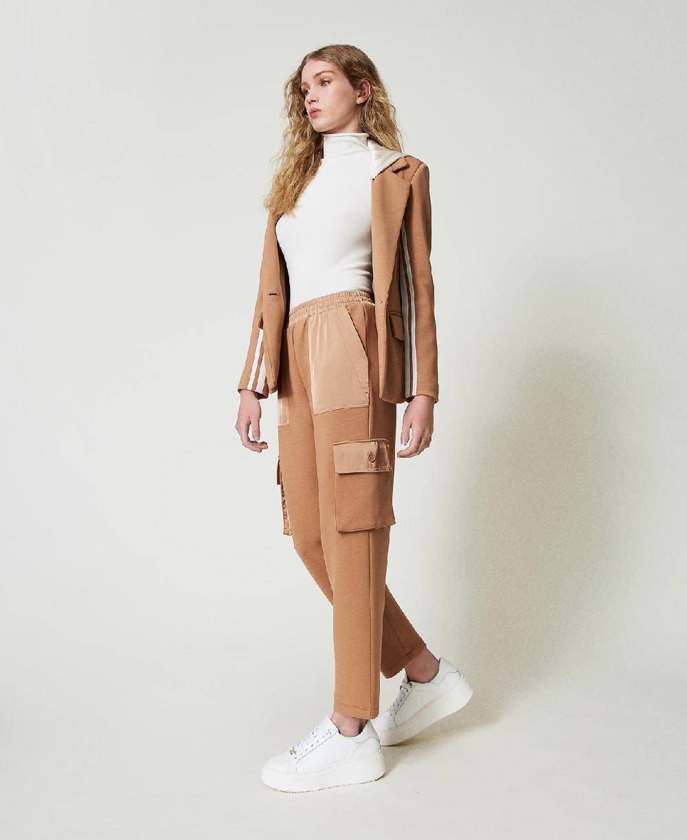 Scee by twin set Pantaloni cargo in tessuto scuba e raso Consegna Veloce