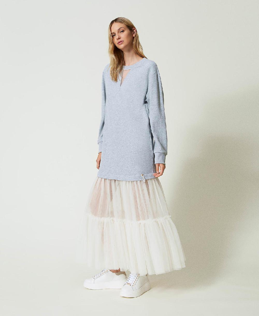 Scee by twin set Abito lungo in felpa e tulle Fino Al -60%