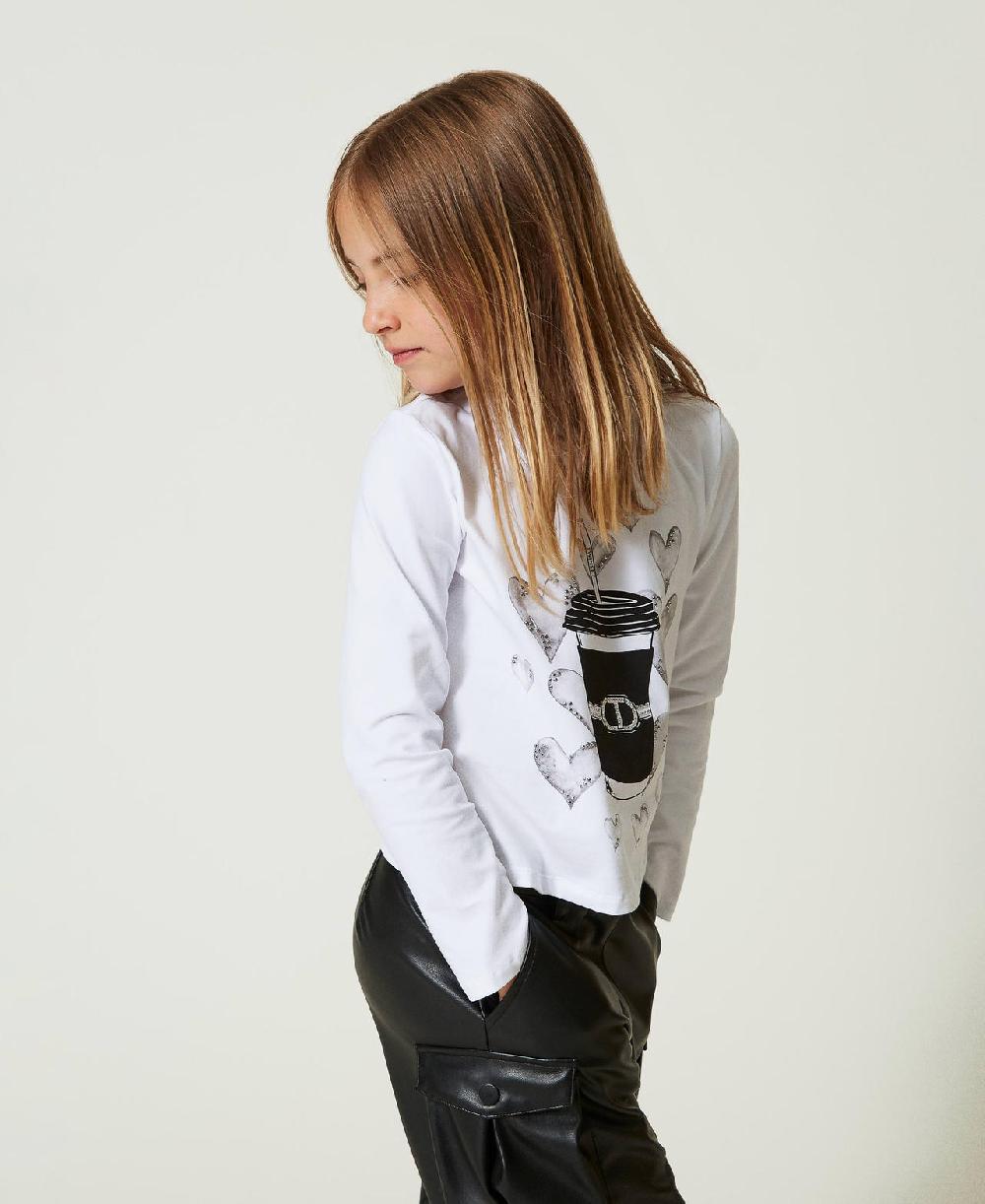 Scee by twin set T-shirt con stampa e strass Convenienza