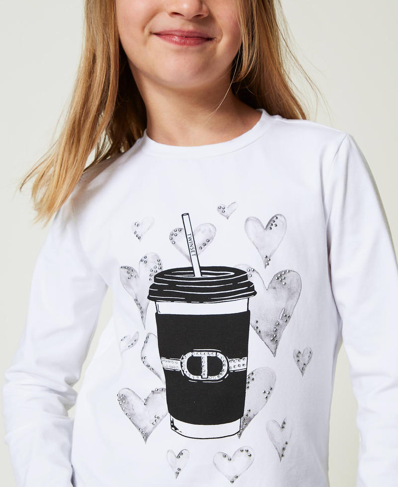 Scee by twin set T-shirt con stampa e strass Convenienza