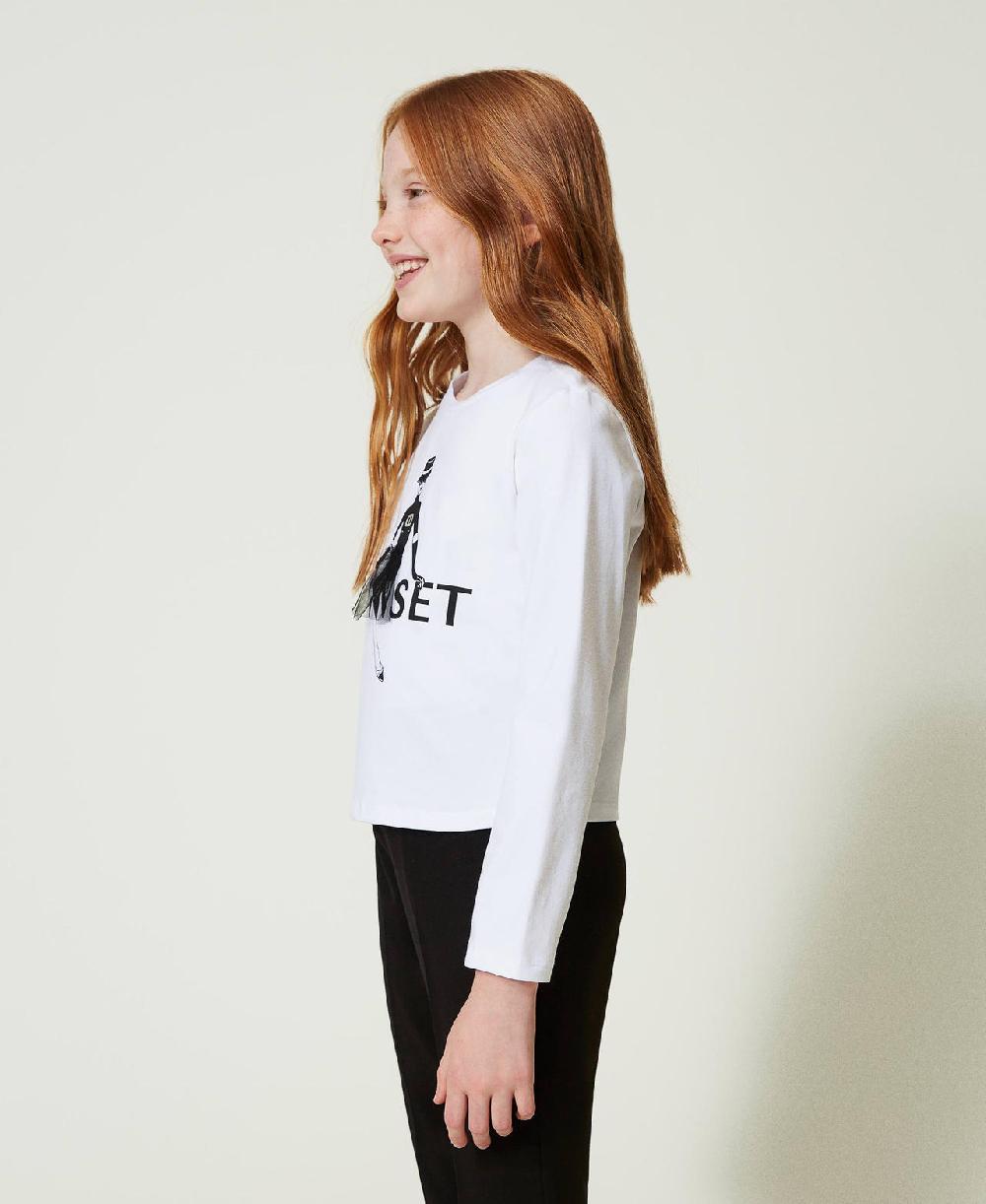 Scee by twin set T-shirt con stampa logo e glitter Presa