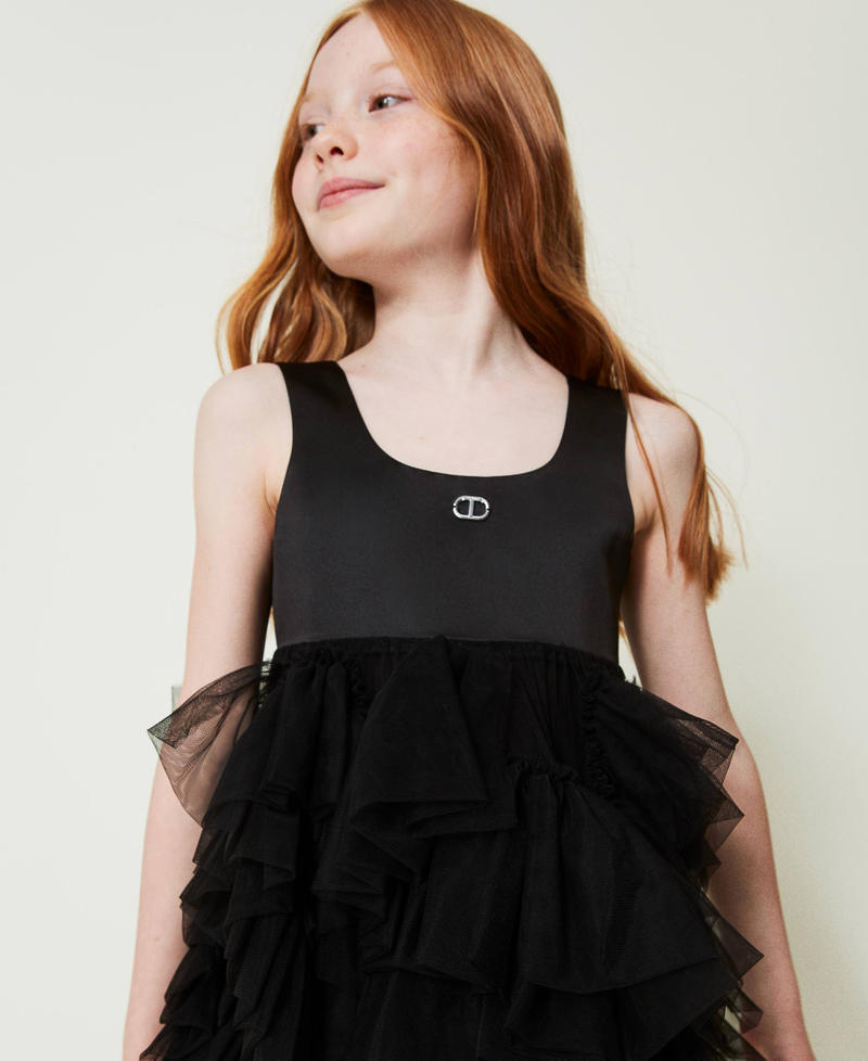 Scee by twin set Abito corto con volant in tulle Offerta