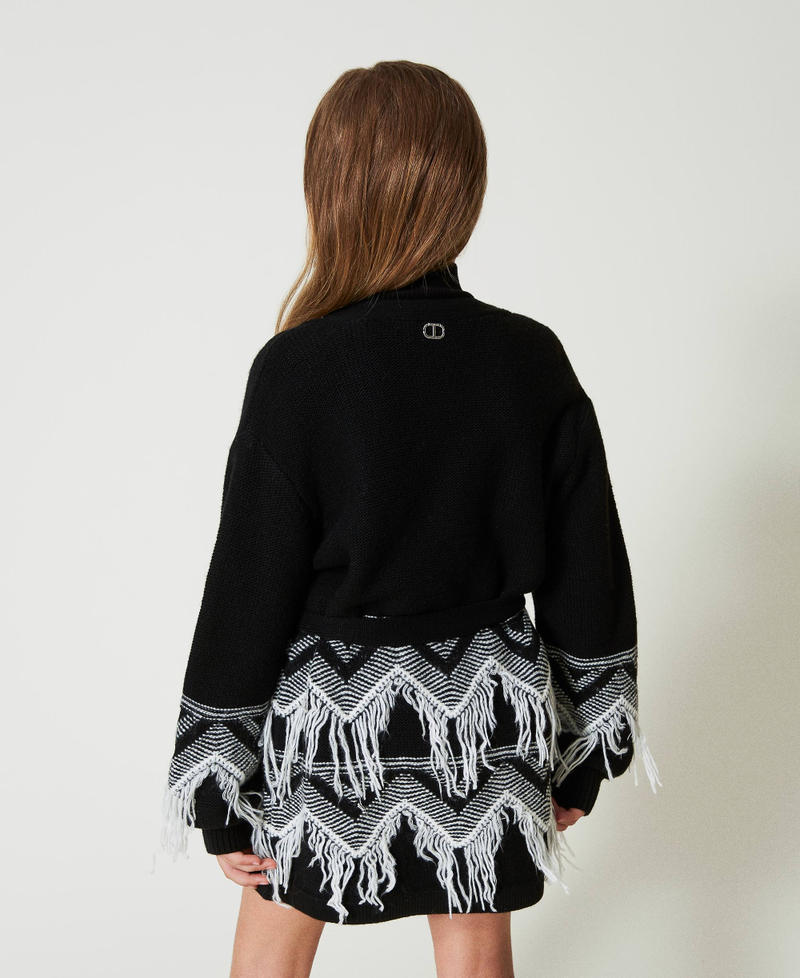 Scee by twin set Cappotto in maglia misto lana con frange Saldi Di Fabbrica