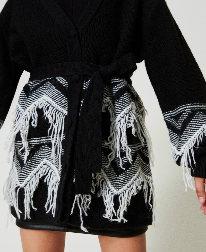 Scee by twin set Cappotto in maglia misto lana con frange Saldi Di Fabbrica
