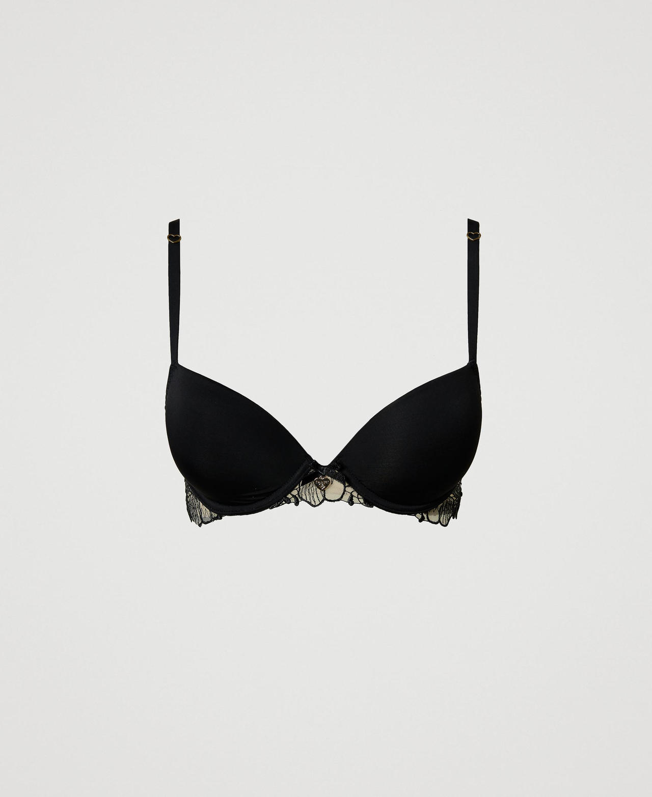 Scee by twin set Reggiseno push-up in tulle ricamato e charmeuse Nuova