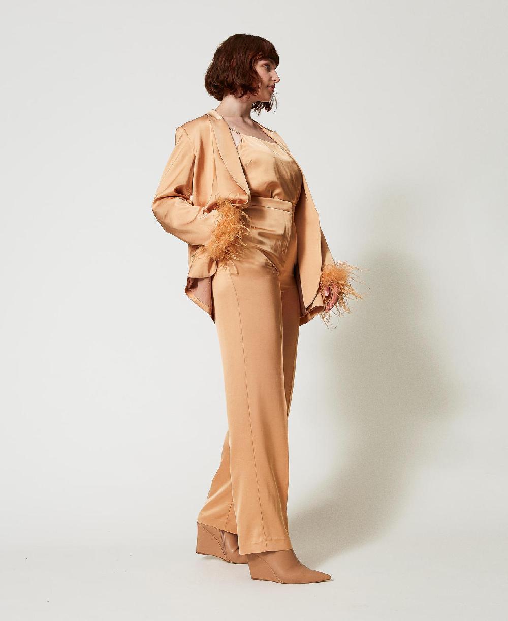 Scee by twin set Pantaloni straight leg in raso Spedizione gratuita