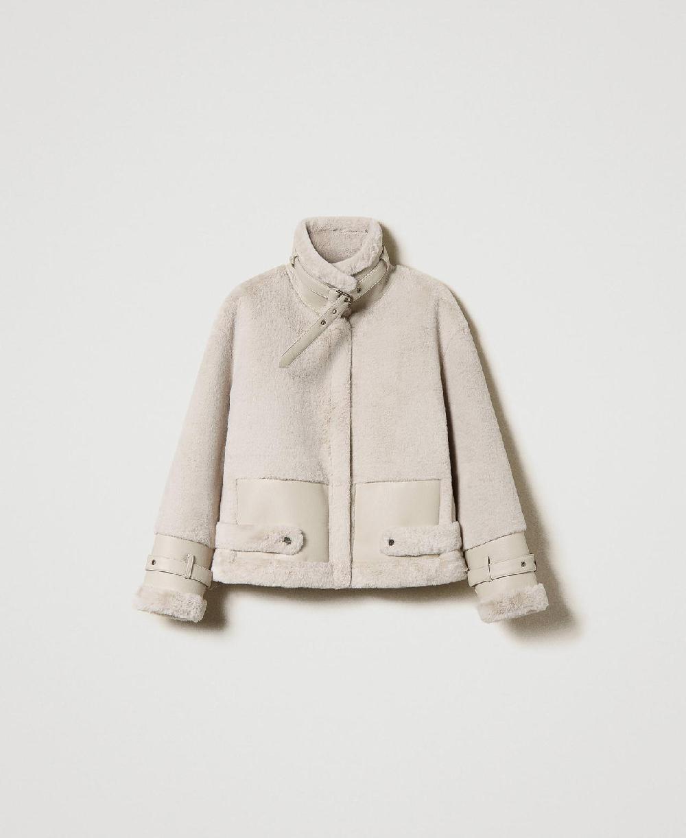 Scee by twin set Giacca in faux fur con cinturini Sconto di tempo limitato