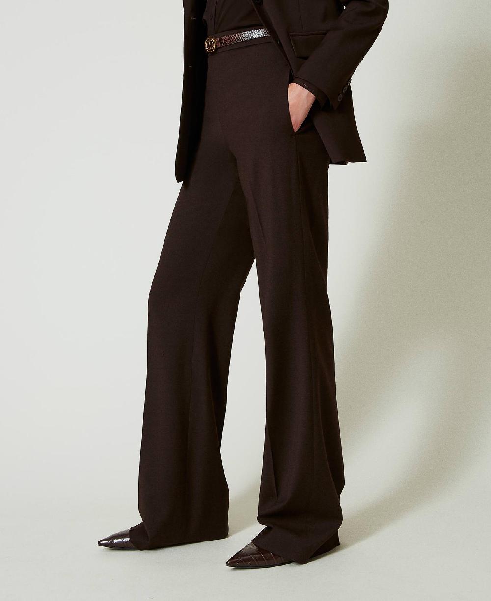 Scee by twin set Pantaloni a vita alta in lana stretch Prezzo di fabbrica