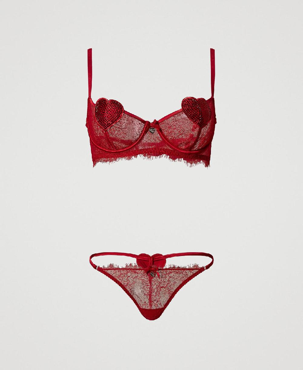 Scee by twin set Reggiseno a balconcino e slip perizoma in pizzo Offerta speciale
